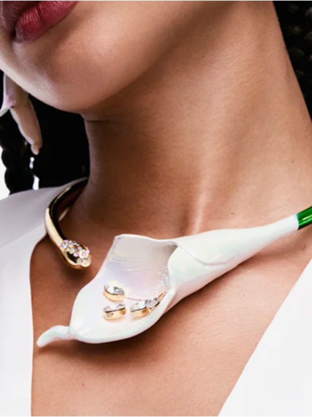 Handcrafted White Calla Lily Statement Necklace